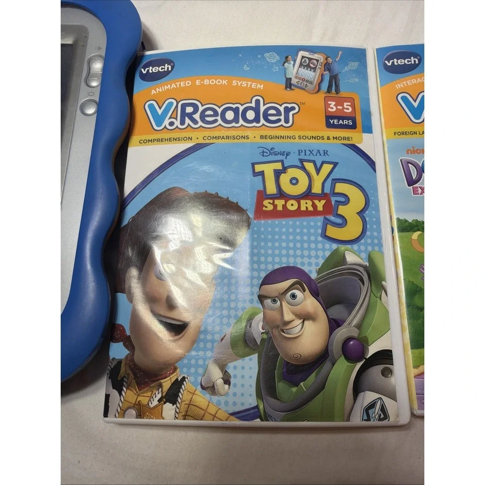V.Reader By Vtech And 3 Cartridges No Charger UNTESTED